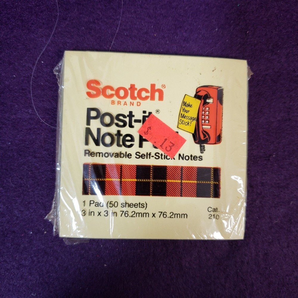 Vintage Post-it Note Pad Sealed NOS 50 Sheets 3x3  Wall Telephone Original Price